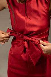 RED RUCHED WAIST